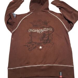 Ocean And Earth "Surfing Is My Religion" Men's Hoodie Size Small Graphic Y2k